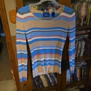 JH Collectibles Blue and Cream Crew Neck Sweater